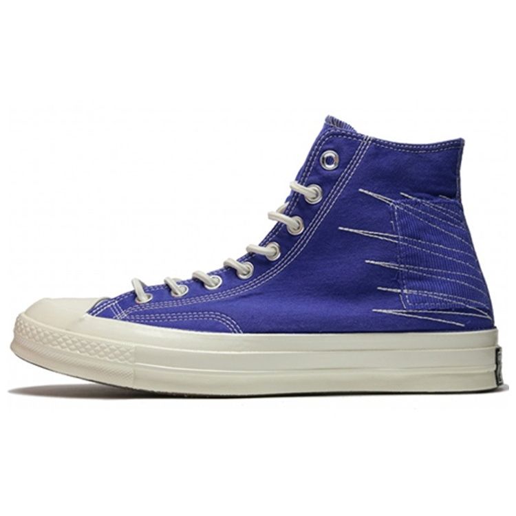 

Converse 1970-е Chuck Hi QS Потертые нашивки Высокие парусиновые кеды Унисекс Синие 158604C 37.5