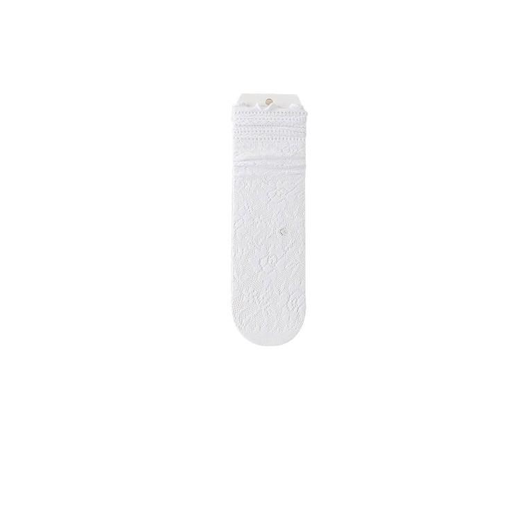 Summer White Lace Mesh Mid-Calf Ruffled Socks - Women's Breathable Lolita Style