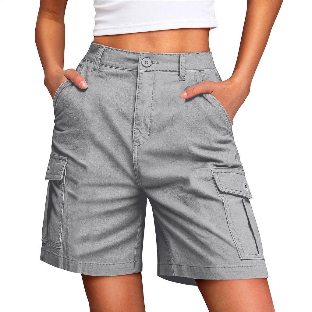 Hiking Shorts For Women Lightweight Elastic Waist Knee Length Cargo Shorts Golf Casual Summer Bermuda Shorts