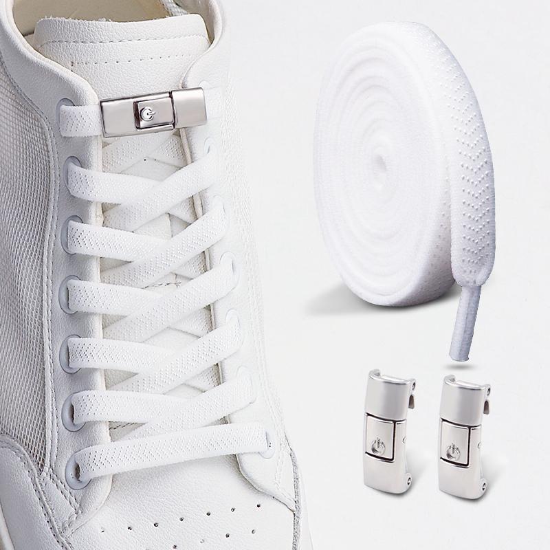 Ein-Knopf-Schnürsenkel ohne Binden, Schnellverschluss Faulenzer-Schnürsenkel, Strapazierfähige elastische Ersatzschnüre für Sneaker & Freizeitschuhe 1 Paar/2 Paare