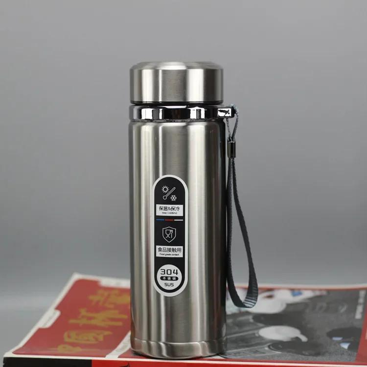 New Large-capacity Stainless Steel Outdoor Sports Water Bottle, Portable Car Sling Water Cup, Portable Insulated Coffee Cup