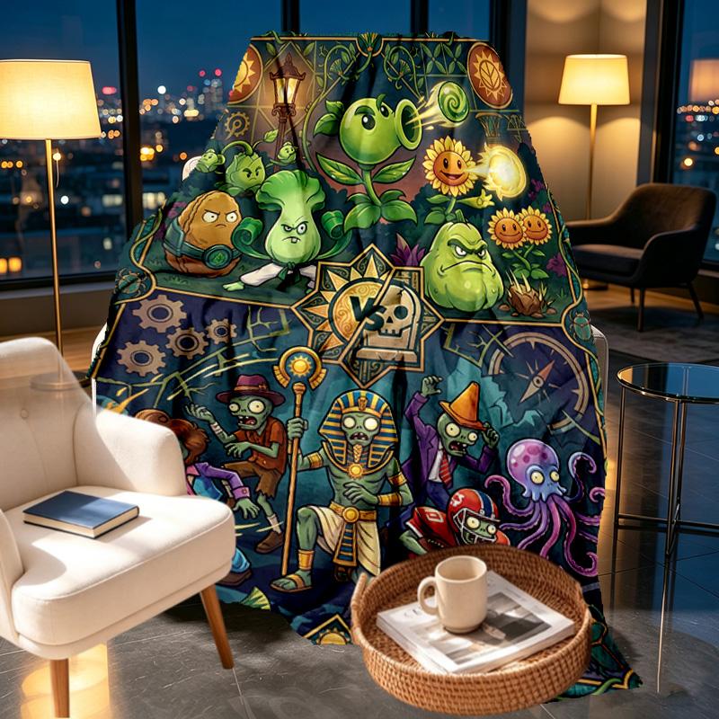 Plants VS Zombies Print Blanket - Soft & Comfortable, for Bedroom, Travel, Sofa, Home Decoration - Birthday Christmas Gift for Friend