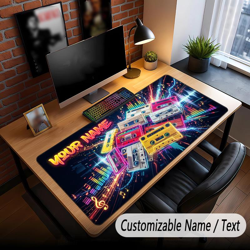 Music General Theme Custom Mouse Pad Personalized With Name Text Customized Desk Mat For Office Home Decor