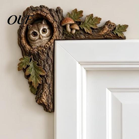 Decorative Cabin Door Topper Chipmunk Tree Hollow Topper, Wood Frame Sign, Woodland Nursery Wall Decor Animal Art for Home Bedroom Hallway And