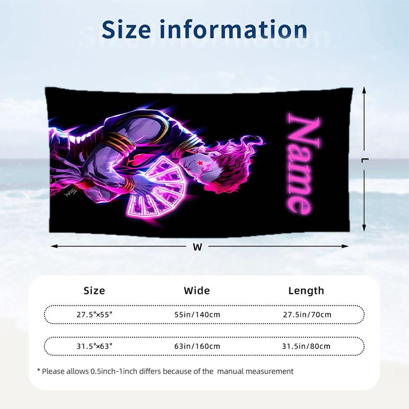 Hisoka Custom Name Printed Beach Towel Personalized Soft Towel For Swimming Beach Travel