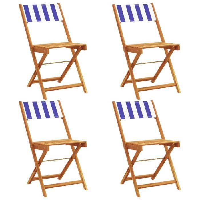 VidaXL Folding Garden Chairs Set of 4 Fabric and Solid Wood, Garden Seat, Patio Chair, Dining Chair of 3214625