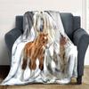 White Horse And Foal In Snow Scene Home Customize Your Name Blankets Soft Cozy Lightweight Versatile For All Seasons Perfect For Picnics Sofa Office