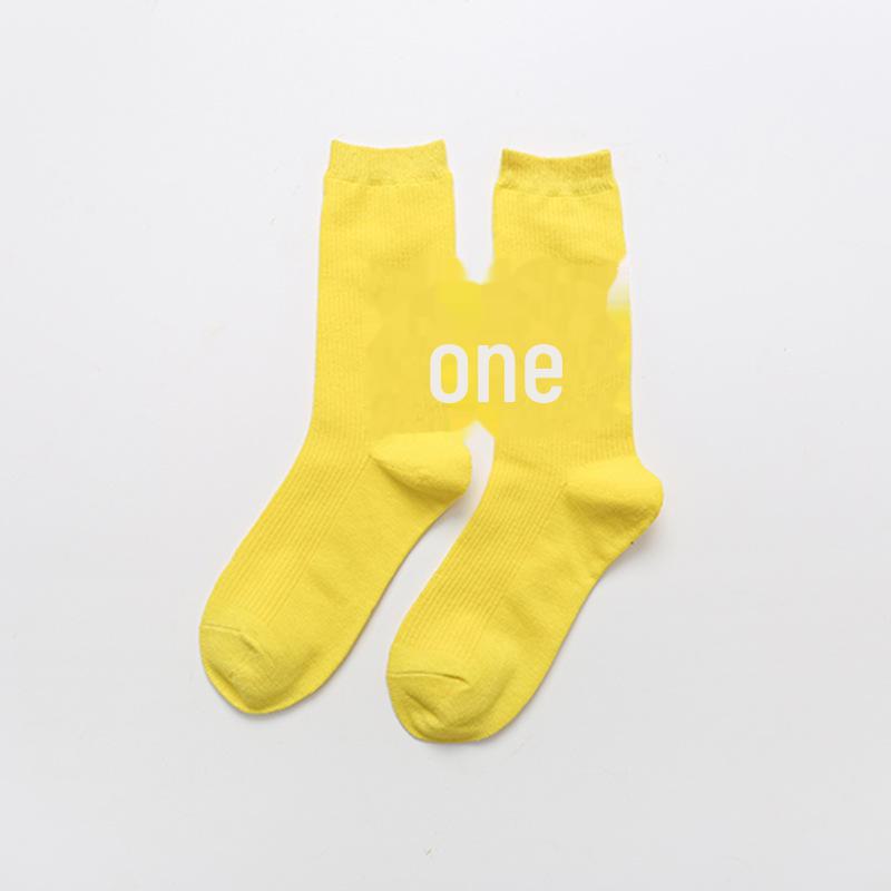 Dámské bavlněné ponožky střední délky v japonském stylu - Podzim/Zima, Jednobarevné černé, Trendy délka do půli lýtek.