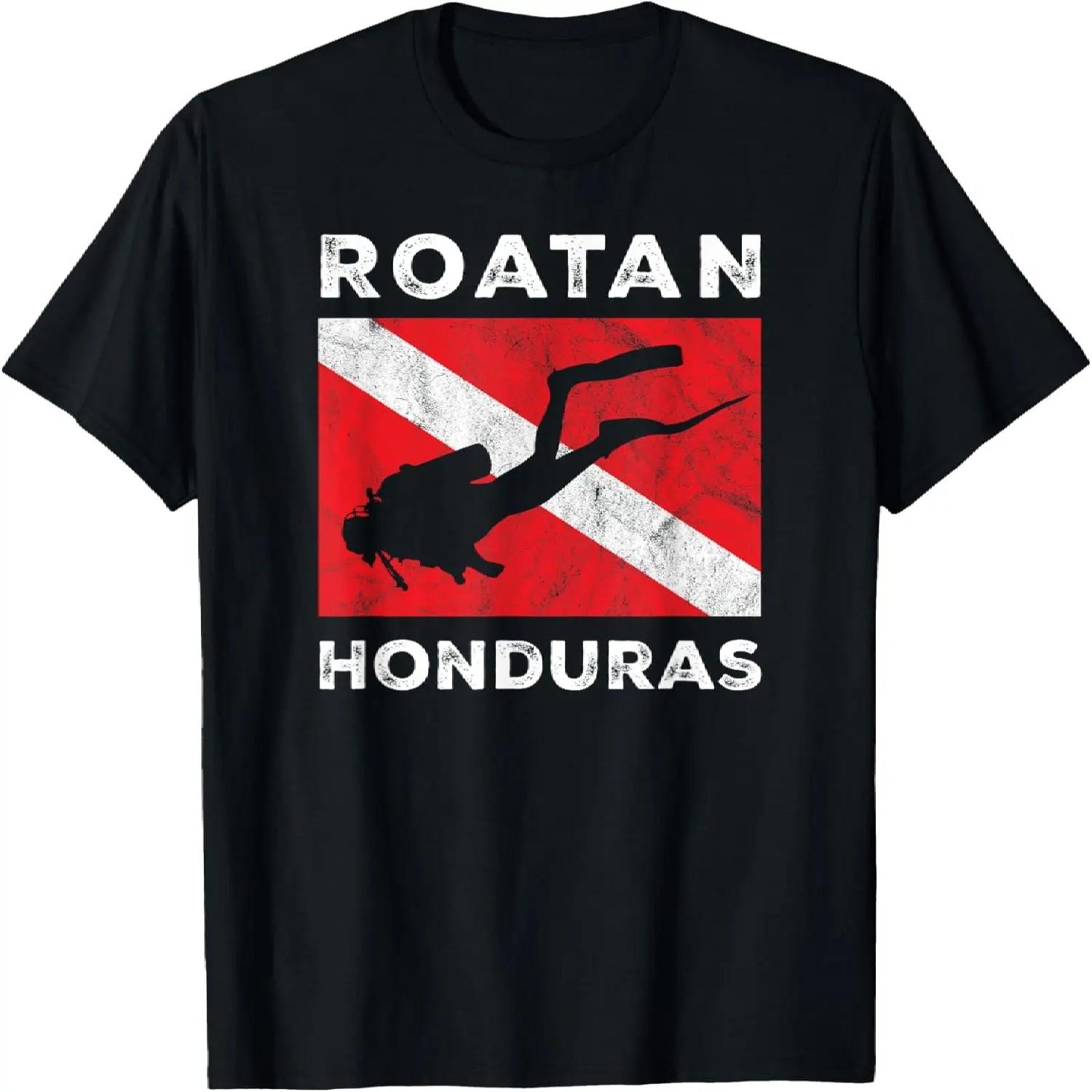 Retro Roatan Honduras Scuba Dive Vintage Dive Flag Diving T-Shirt XXXXXL чёрный