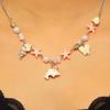 Cute Sweet Dopamine Colored Flower Shell Star Pearl Beaded Collar Chain for Women Beach Vacation Pendant Necklace Jewelry Gifts