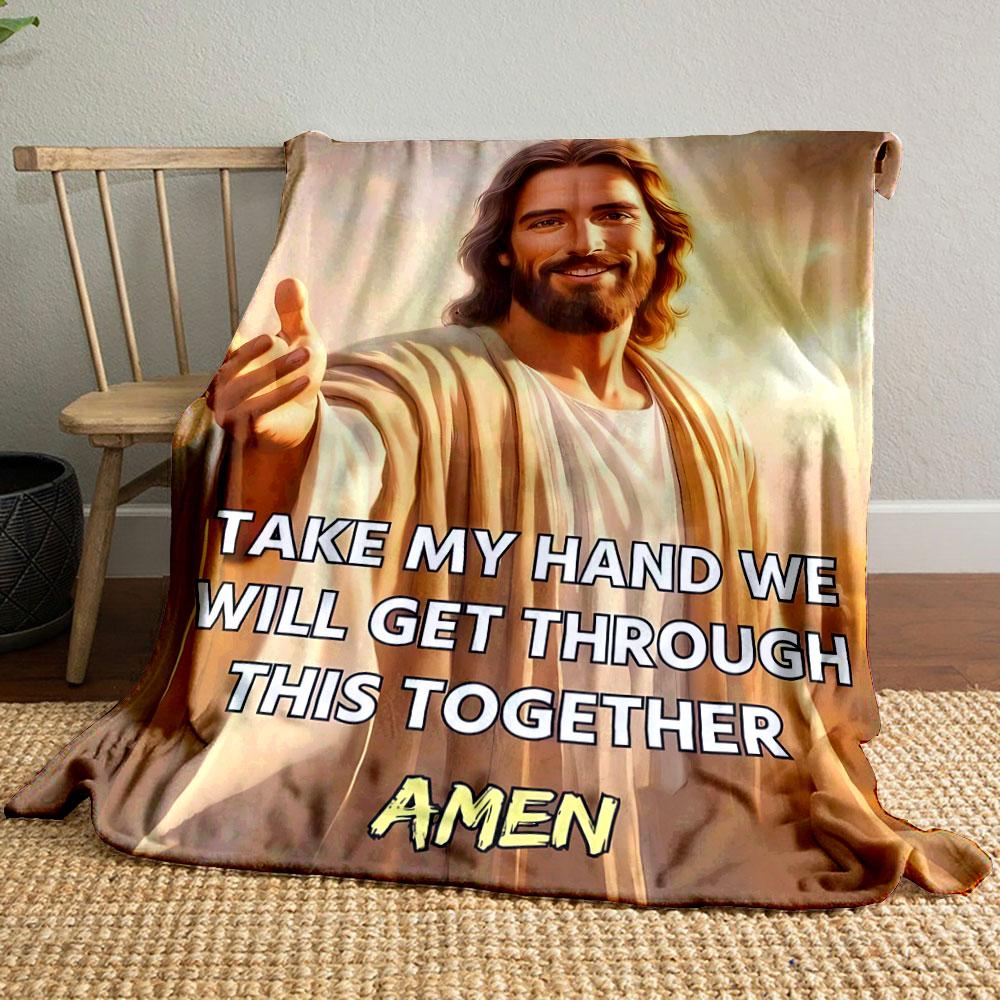 

Take My Hand We Will Get Through This Together Blanket Printed Blanket for Living Room Bed Couch lunch break Blanket for Friend s festival Gift 80cm x 120cm