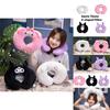 Universal Cartoon Style U-shaped Neck Pillow In White Pink Black And Purple