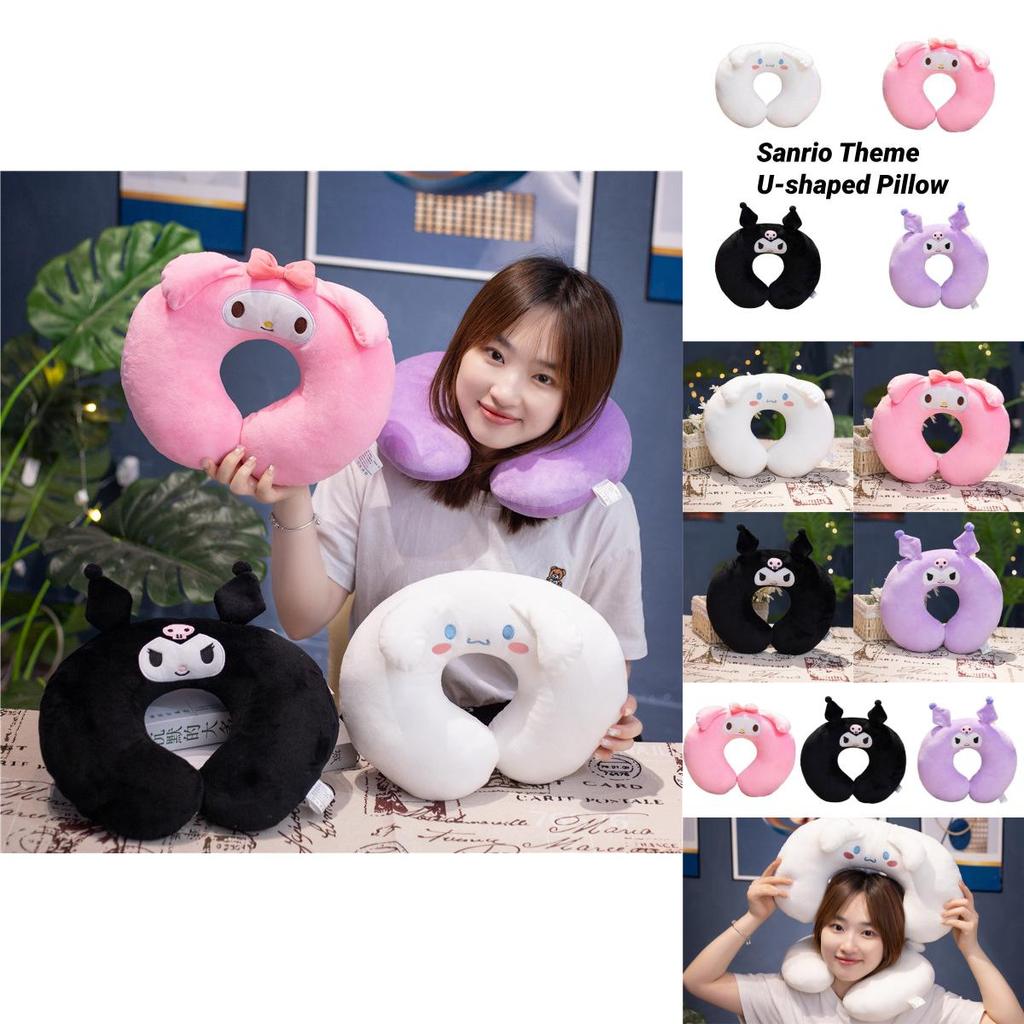 Universal Cartoon Style U-shaped Neck Pillow In White Pink Black And Purple