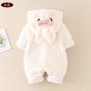 Baby Mädchen Winter Verdickter Strampler mit Füßen und Kapuze Langarm Prinzessinnenstil 66-90cm Säuglinge