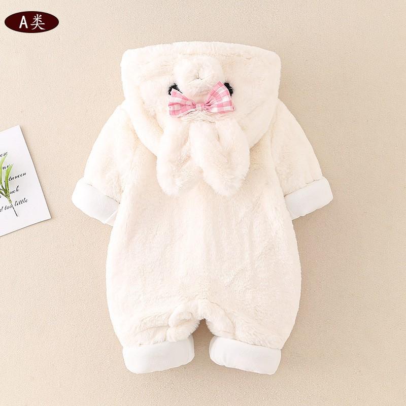 Baby Mädchen Winter Verdickter Strampler mit Füßen und Kapuze Langarm Prinzessinnenstil 66-90cm Säuglinge