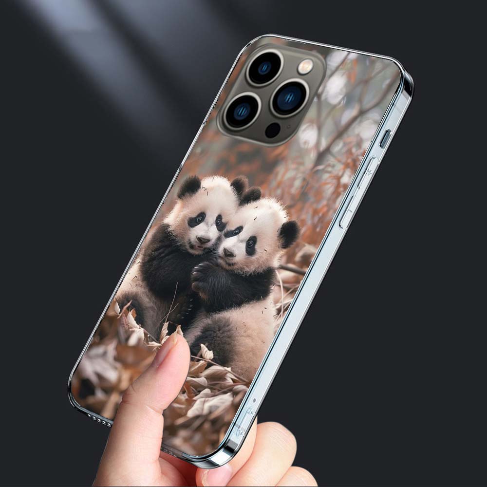 Panda Baby, Giant Panda Family Phone Case For Iphone 16E 15 Pro 14 Plus 17E 16 17 Pro Max Air 11 12 13 Mini Shockproof Capa C