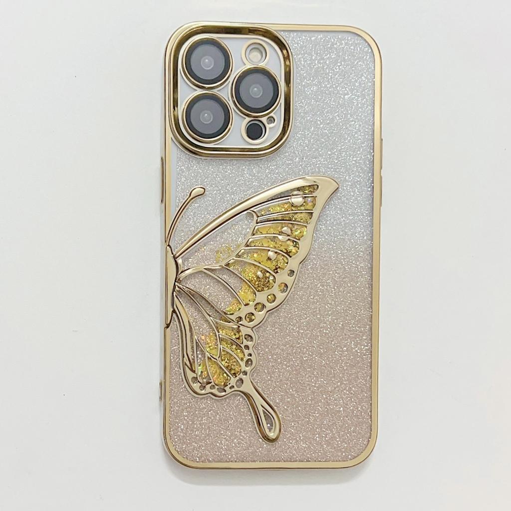 Quicksand Butterfly Applicable To Apple 16pro Gradient Glitter Powder Mobile Case 15 Color Plated IPhone 14 Full Pack Protection Case
