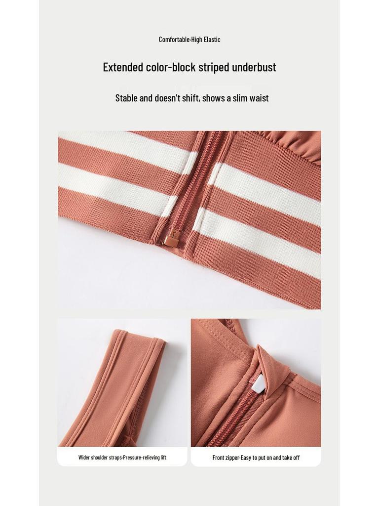 Damski Biustonosz Sportowy na Wysoki Wpływ z Zamkiem Błyskawicznym Zapobiegający Opadaniu - Kamizelka Boczna do Biegania i Jogi