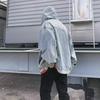 Unisexová ležérní džínová mikina s kapucí - Trendy volná bunda pro muže a ženy