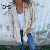 Women Coat Loose Fit Basic Collar Long Sleeve Top Solid Color Open Front Outwear Spring Autumn Casual Daily Wear