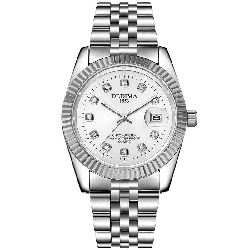 Top Brand Men's Classic Diamond Luminous Watch Retro Quartz Business Steel Waterproof Men's Watch