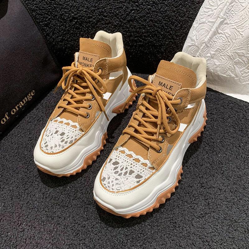 

Баотоу женские туфли на скрытой платформе, полые сандалии 2025 весна-лето новая универсальная дышащая спортивная обувь на толстой подошве, женская 40 коричневый