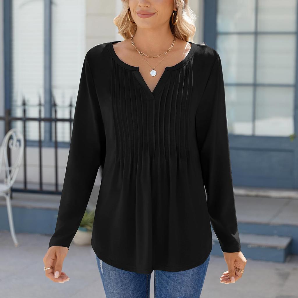 Women's Fashion Casual Long Sleeve Solid Color T-Shirt Top