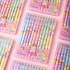Back To School Season 144Pcs 0.5mm Cartoon Fantastic Unicorn Design Straight Pole Black Neutral Pen, Perfect for School Prize Pen Stationery, Office S