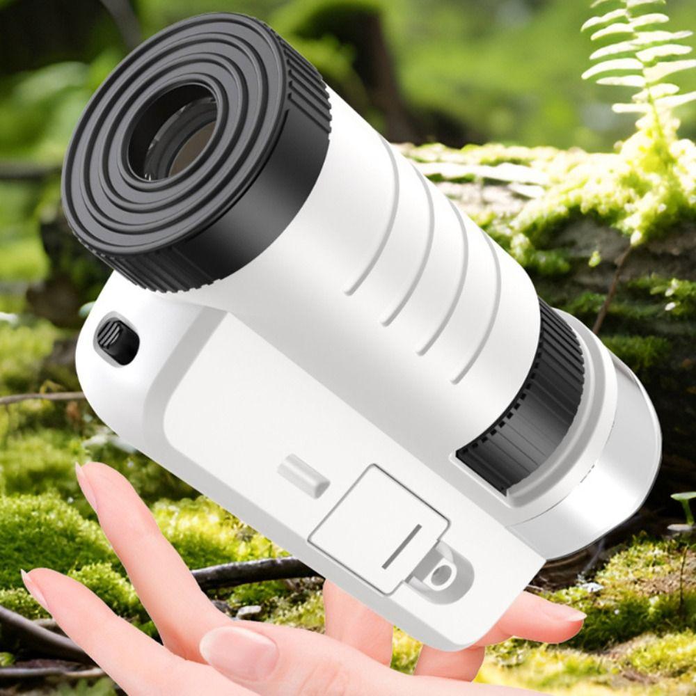60-200x Magnification Pocket Microscope Battery Powered Educational Microscope  Children's Learning