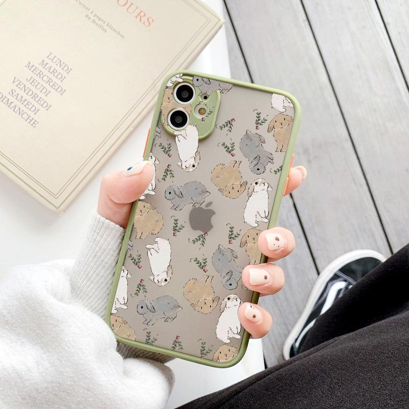 Cartoon Camera Protection Border Cute Rabbit Phone Case for Iphone 15 14 7 8 Plus 16 15 14 11 12 13 Pro Max X XS XR Back Cover