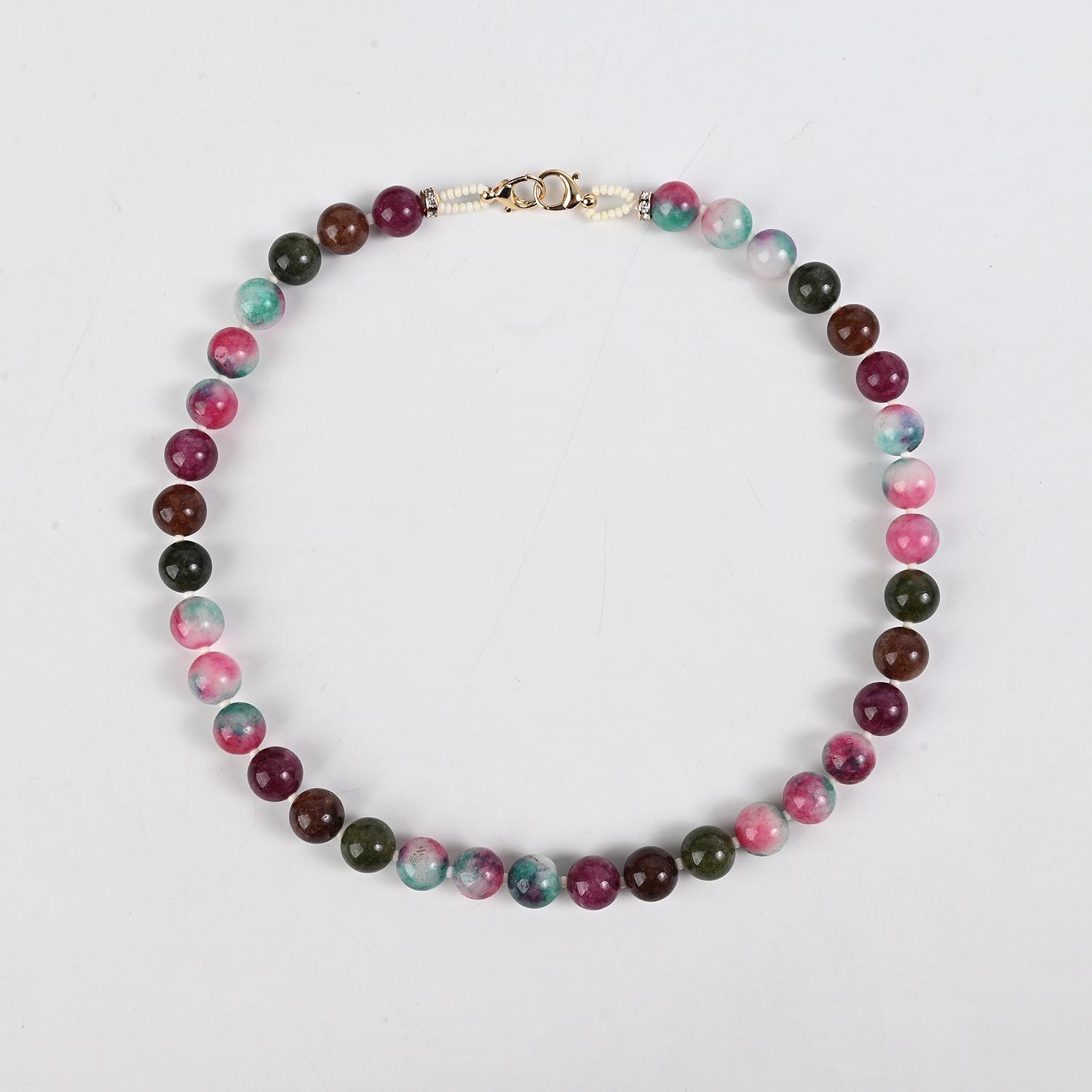 

Luxury Tourmaline Beaded Choker: Elegant Chinese Style Necklace