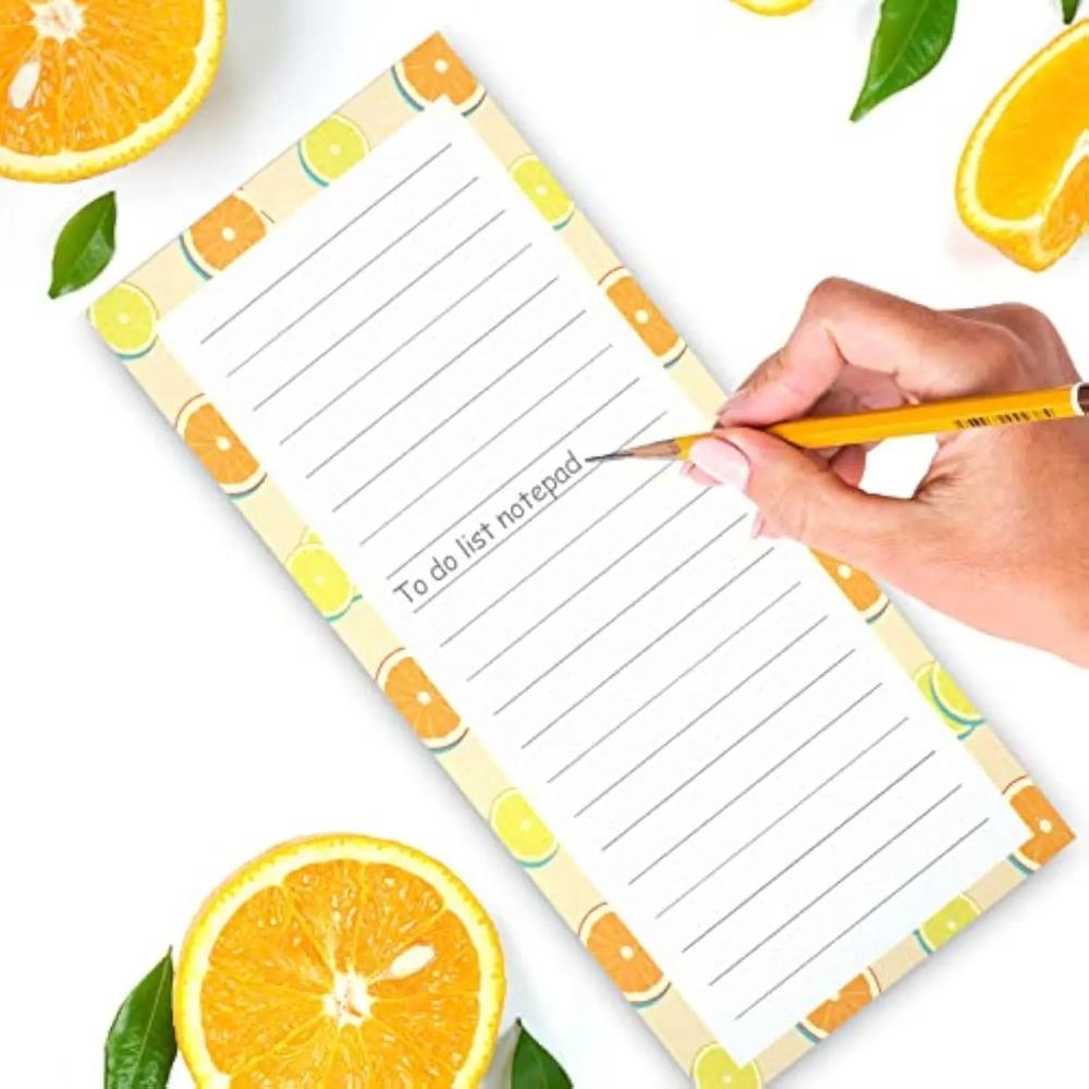 Magnetic  4 Books (200pcs) Tearable Notepad - Soft Fridge Stickers with Fruit Design for Shopping Lists & Memos