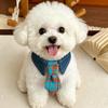 Denim Tie Plaid Pet Scarf Collar Photo Decoration for Cats Teddy Small & Medium Dogs