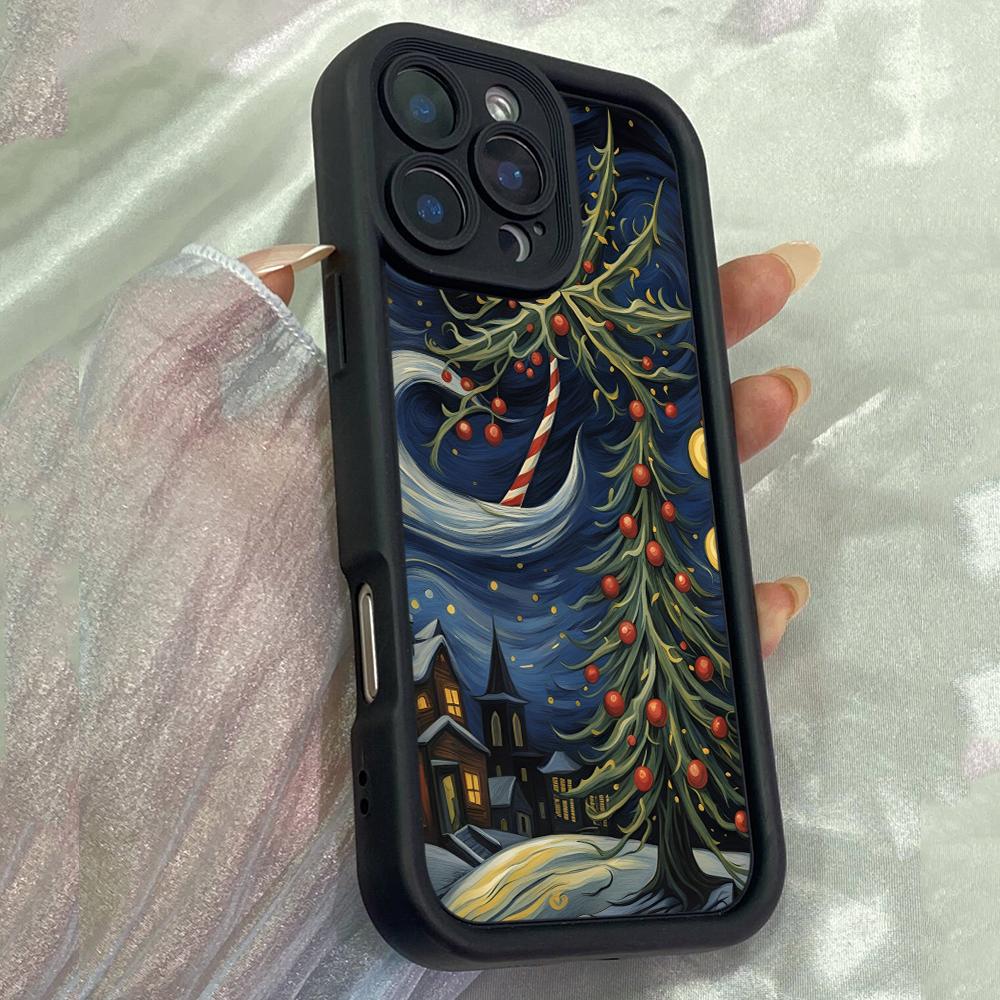 JT17 Sapin de Noël Art Déco Téléphone pour pour iPhone 17 16 Pro Max SamsungS26 Ultra A17 A16 A26 A07 Xiaomi 15T Redmi Note 14 Pro Plus Coque Souple en TPU