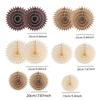11Pcs Neutral Brown Rustic Round Paper Fans – Hollow Honeycomb Party Decorations, Suitable For Weddings, Birthday Parties, Bridal Showers, Autumn