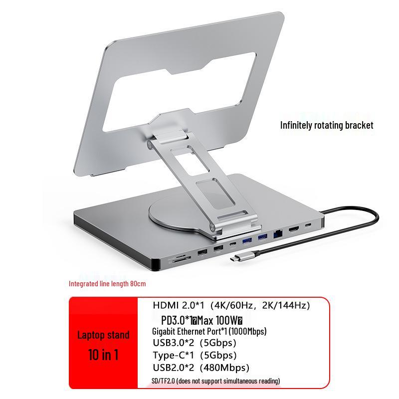 Aluminum Alloy Type-C Docking Station: Tablet & Laptop USB Hub with HDMI 2.0 & Gigabit Ethernet.