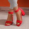 Fashion Women Sandals New Summer Fashion Sandals Medium High Heels Outdoor Elegant Wedding Shoes Bridal Plus Size Buckle Strap Sandals