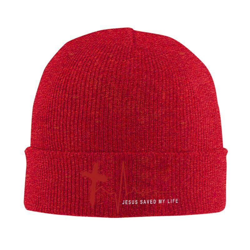 Jesus Cross Beanie Hats Skullies Beanies Jesus Saved My Life Knitted Hat Unisex Warm Soft Caps Autumn Winter Trendy Bonnet Hats