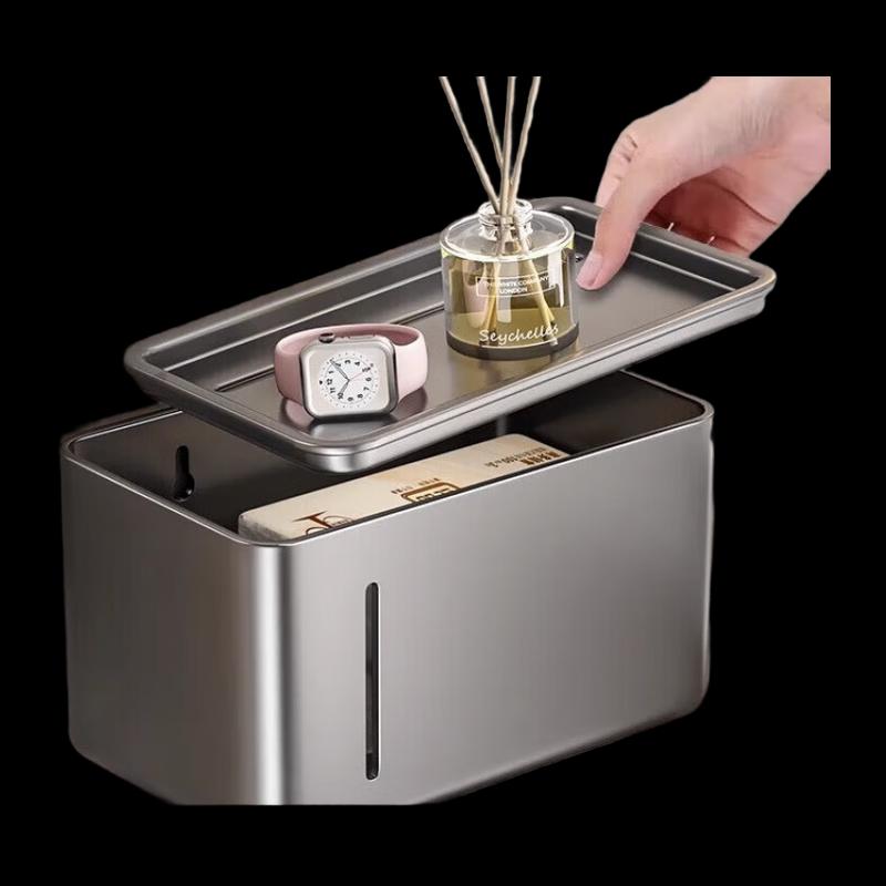 

NHZHIW No-Drill Bathroom Tissue Box with Storage Shelf