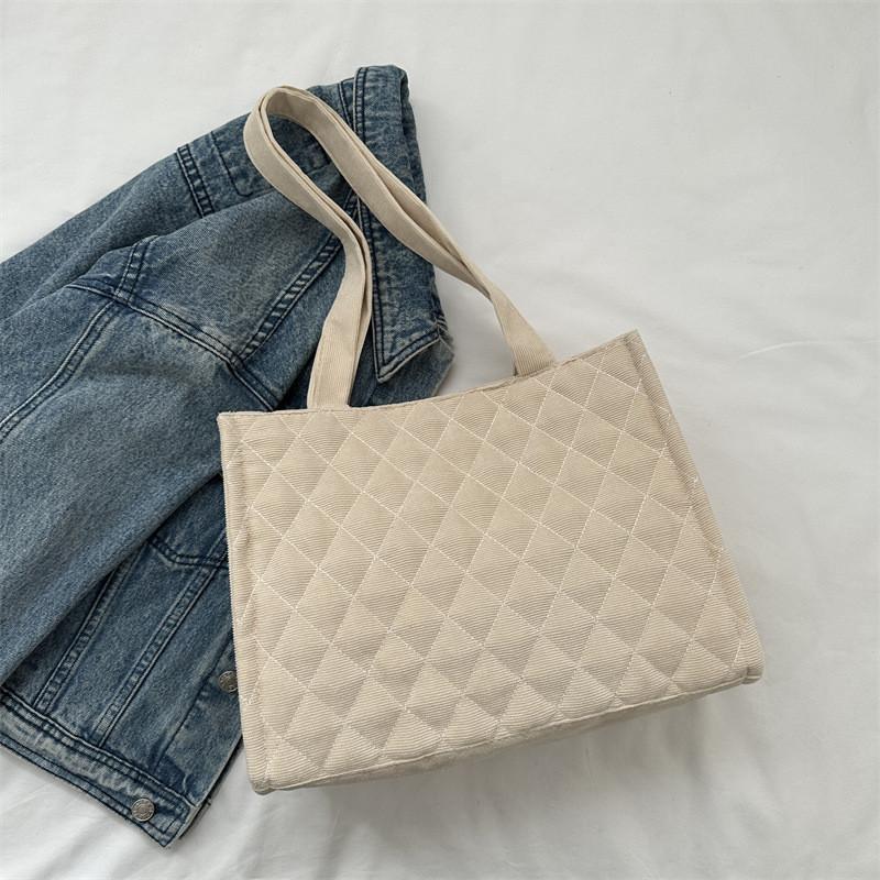 Chic Korean Style Canvas Tote Bag For Women Available In Black Beige And Gray