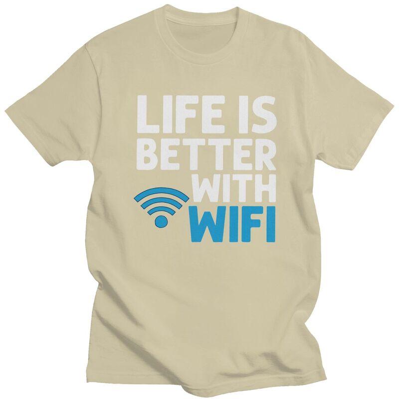 Custom Wifi Router Internet Password Quotes Computer Geek Gift T Shirt for Men Pure Cotton Tshirt Tees Slim Fit Clothing Gift