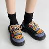 Fashion Women Mixed Color Chunky Heel Ankle Boots Fashion Ladies Walking Sneakers Colorful Expression Patches Soft-soled Platform Shoes