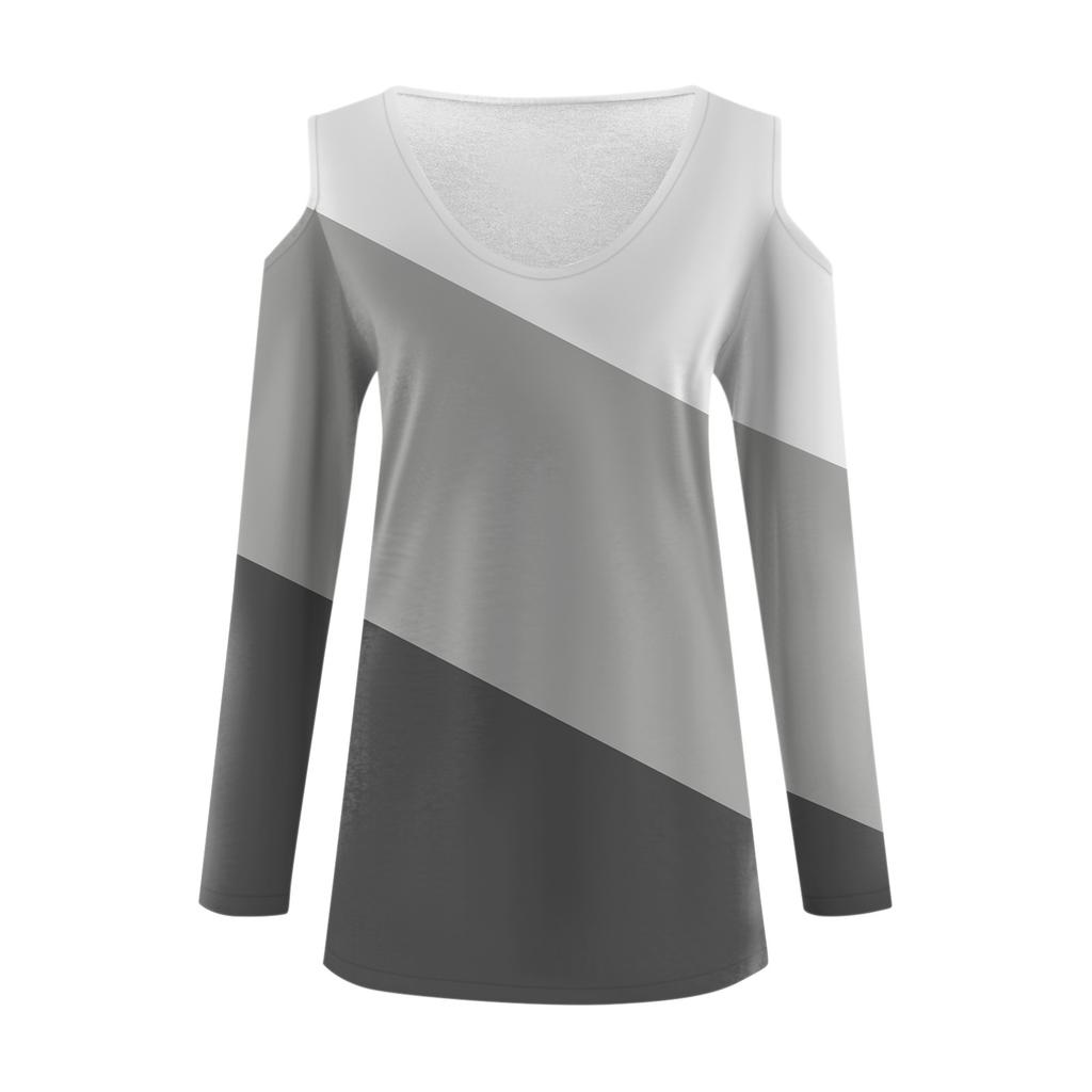 Women's Shirt Blouse Fashion Casual V Neck Print Sexy Off-the-shoulder Long Sleeve Tops
