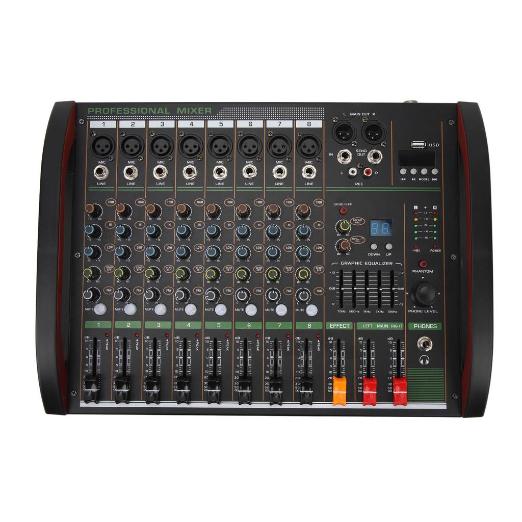Digital Sound Mixer 8 Channel Bluetooth Transmission USB Sound Board Console for Studio Stage Live Streaming