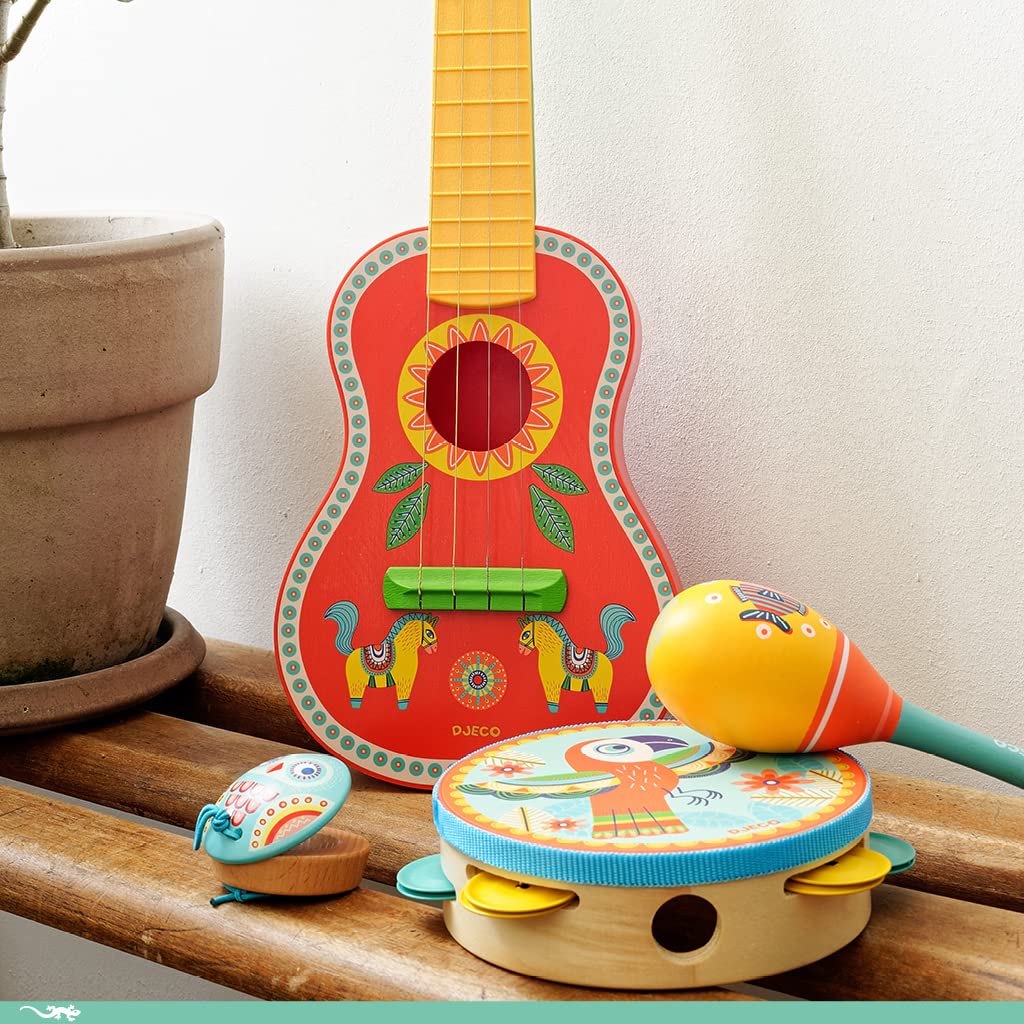 DJECO Animambo a Mini Ukulele for Perfect for Musical Learning and Educational Suitable for Ages and A Great Gift for and Babies Starting A Great Gift