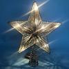 LED Glittering Rattan Wrought Iron Christmas Tree Topper Ornament