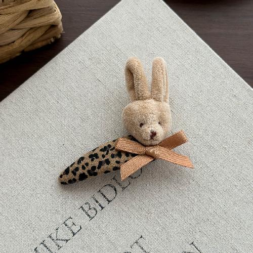 Autumn Retro Sweet Pink Coffee Leopard Pattern Bow Rabbit Hairpin Hair Ring Temperament Baby Tie Ball Head Flower Girl