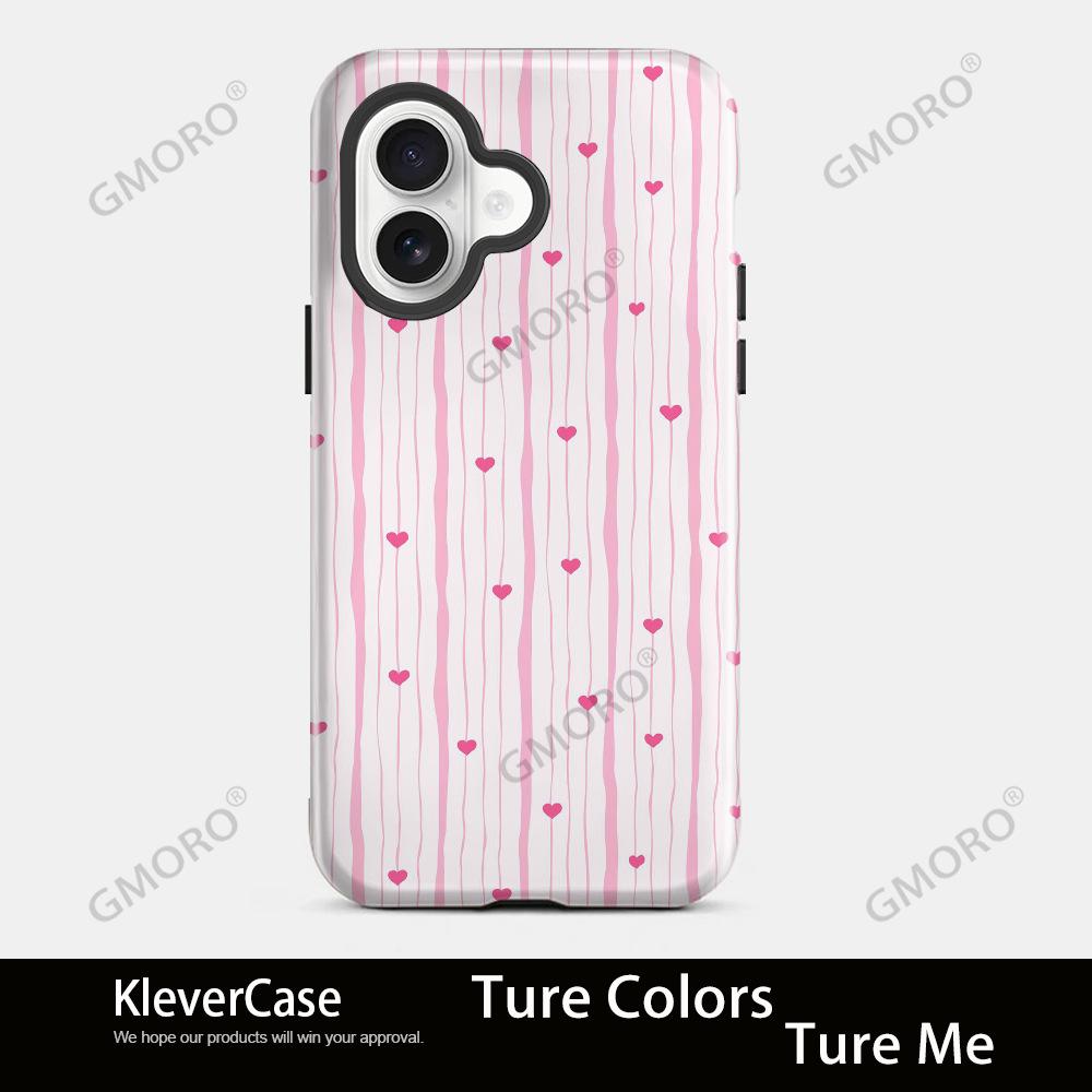 Ins Pink Love Striped Girl Heart Film Mobile Phone Case for iPhone17Pro Apple 14 Spot Wholesale