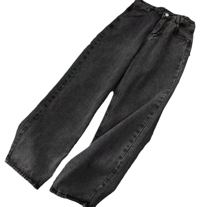 2024 Damen High-Waist Wide-Leg Retro Jeans - Frühling/Herbst Koreanischer Stil Straight-Leg Daddy Pants für Studentinnen