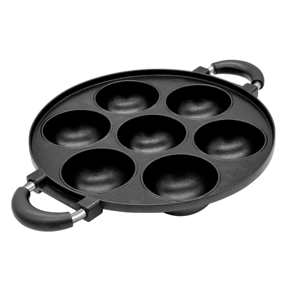 

7 отверстий железная форма для кексов портативная круглая кухонная форма для выпечки высококачественная чугунная сковорода круглая домашняя кухня антипригарные инструменты для выпечки чёрный